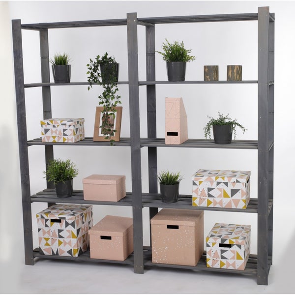 PROREGAL Holzregal Pinepeak HxBxT 170 x 170 x 38 cm 5 Fachboden 1,2 cm Dickes Kiefernholz Grau