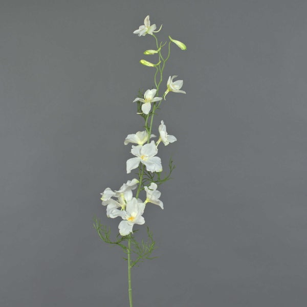 Künstlicher Rittersporn weiß, Dekozweig mit Blüten und Knospen.