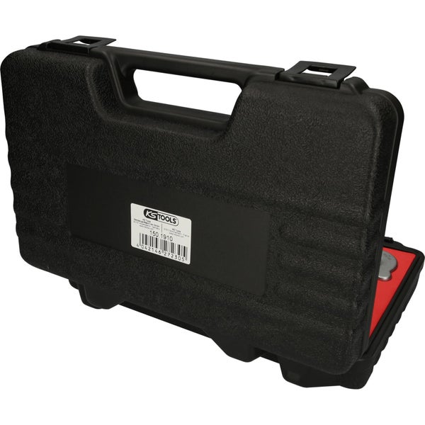 KS Tools Logo. Geöffneter schwarzer Werkzeugkoffer