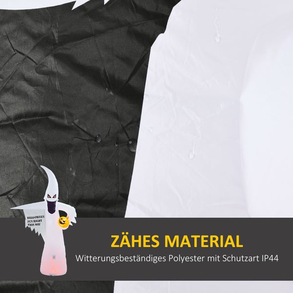 Outsunny 8ft Halloween Dekoration aufblasbar Ghosts Halloween Geist aufblasbar Dekor für den Innen und Außenbereich mit LED-Lichtern 140 x 46 x 240 cm Weiß