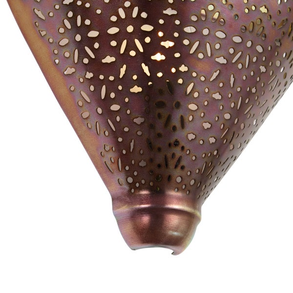 Hängeleuchte aus Metall mit orientalischem Lochmuster in konischer Form
