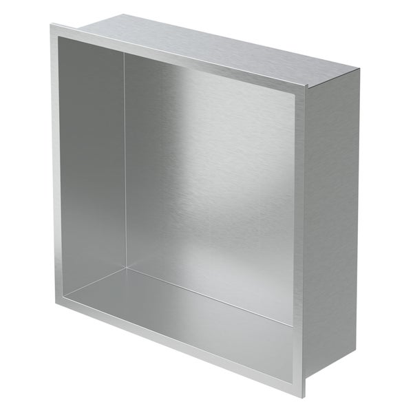 LuxeBath Wandnische aus Edelstahl, 30x30x10 cm, Silber, Duschnische mit Rahmen, Einbauregal, Flexibler Einbau, Befliesbare Nische für Badutensilien, Duschablage, Einzelregal Lagerung für Badezimmer