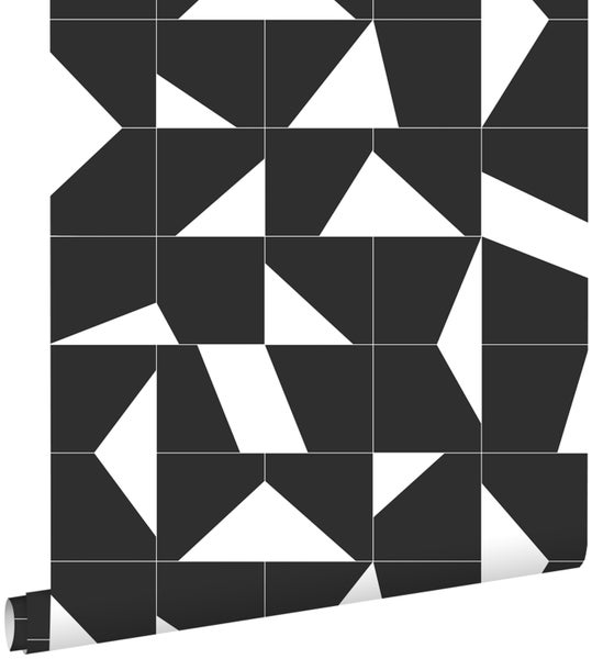 ESTAhome Tapete Fliesenmuster Schwarz-Weiß - 0,53 x 10,05 m - 139087