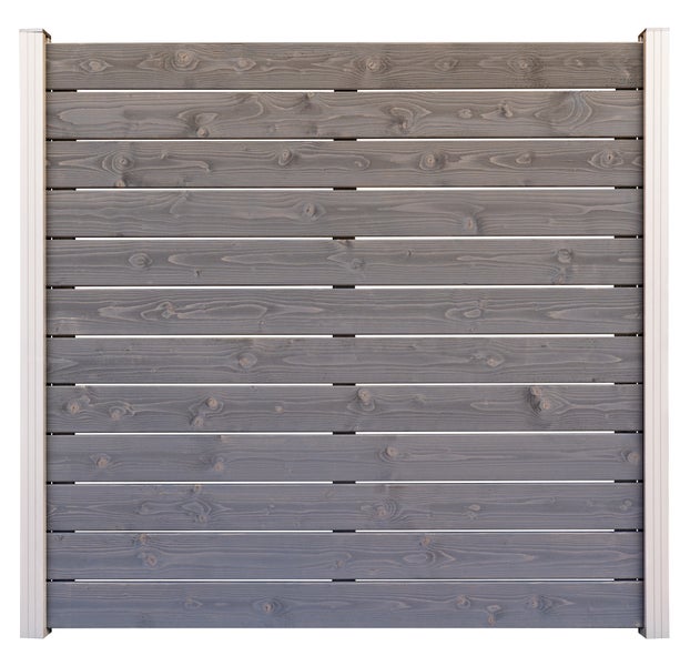 Holzzaun mit horizontalen Brettern und Pfosten