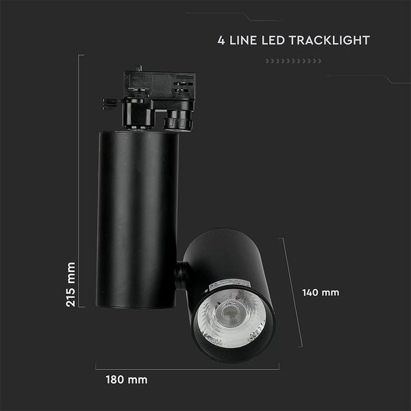 Schwarzer LED-Strahler für 4-Leiter-Stromschienen