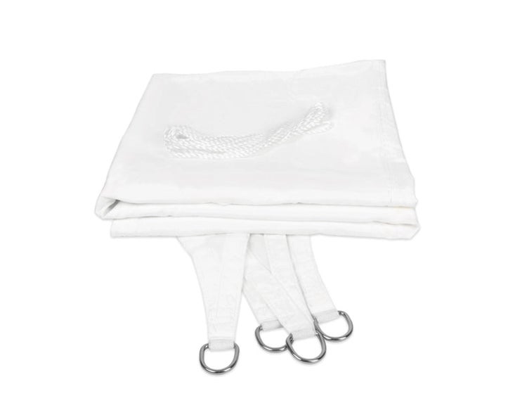 FLOORDIREKT Sonnensegel - Wasserabweisend - Dreieckig - für Garten, Terrasse und Balkon - Weiß 3,6 x 3,6 x 5,1 m