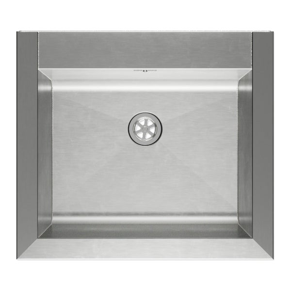 Quadratisches Edelstahl Einbauspülbecken mit Abflussventil in der Mitte für die Küchenzeile