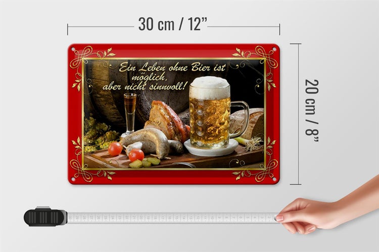 Blechschild Spruch 30x20cm Leben ohne Bier ist sinnlos