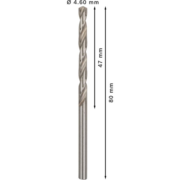 Metallbohrer mit Durchmesser 4.60 mm und Länge 80 mm