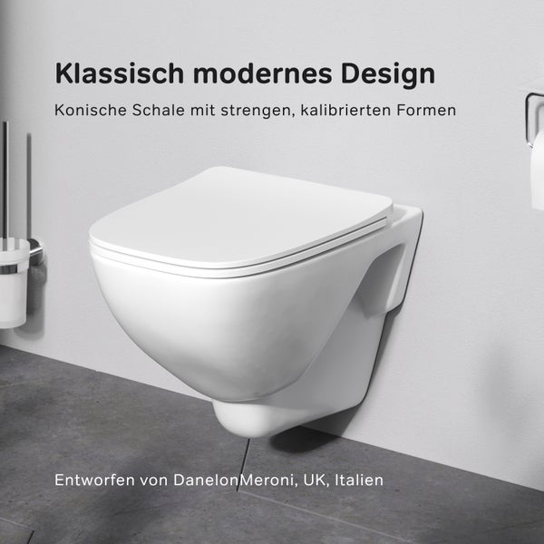 AM.PM Wand-WC Set Tiefspüler offener Spülrand weiß glänzend mit WC-Sitz , Vorwandelement und Betätigungsplatte chrom IIS90151.XA1700