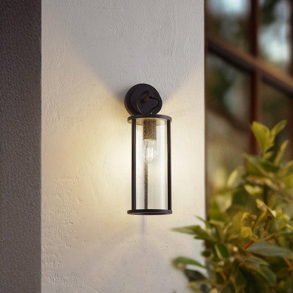 Lucande Wandleuchte außen (Laterne) Emmeline (spritzwassergeschützt (Modern) in Schwarz aus Aluminium (1 flammig, E27) - Außenwandleuchten Wandlampe Led Außenlampe Outdoor für