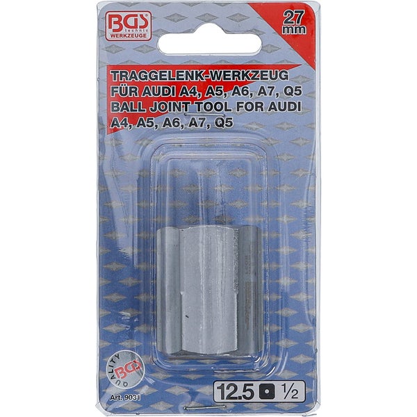 BGS Traggelenk Werkzeug für Audi A4 A5 A6 A7 und Q5 mit 27 Millimeter Durchmesser und 12.5 Quadrat Aufnahme im Blister