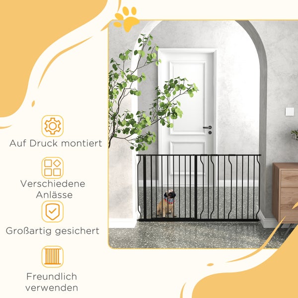 PawHut Schutzgitter, 145L x 3B x 76H cm, Stahl, ABS, Schwarz