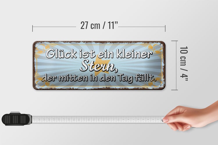Blechschild Spruch 27x10cm Glück ist ein kleiner Stern der Dekoration