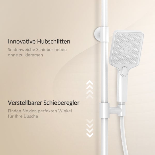 EMKE Duschsystem mit Thermostat Glasablage, Handbrause, 3 Strahlart(en), 45cm Thermostatische Platte,Regendusche mit Armatur
