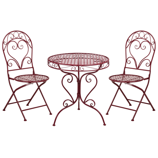 Gartentischgruppe mit zwei Klappstühlen aus Metall