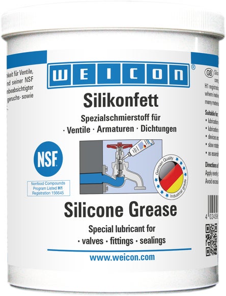 WEICON Silikonfett | lebensmittelechtes Schmierfett | 0,45 kg | farblos, transluzent