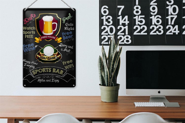 Blechschild Spruch 20x30cm sports bar Golf relax and enjoy