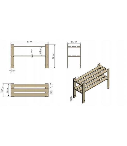 PROREGAL Holzregal Pinepeak HxBxT 50 x 80 x 28 cm 2 Fachboden 1,2 cm Dickes Kiefernholz Grau
