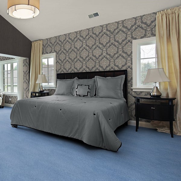 Teppichboden blau Meterware mit Velours Oberfläche und Textilvlies Rücken 400 cm Breite (Meterware)