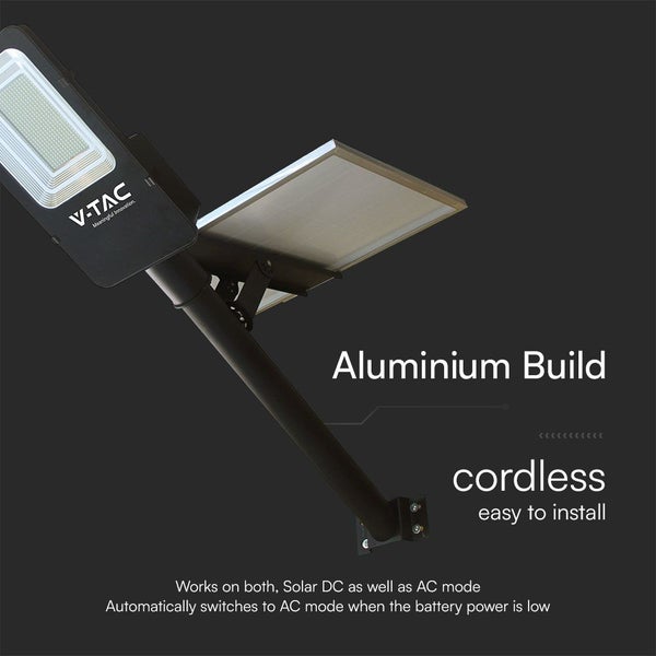 V-TAC Solar LED-Straßenlaterne aus Aluminium, kabellos und einfach zu installieren