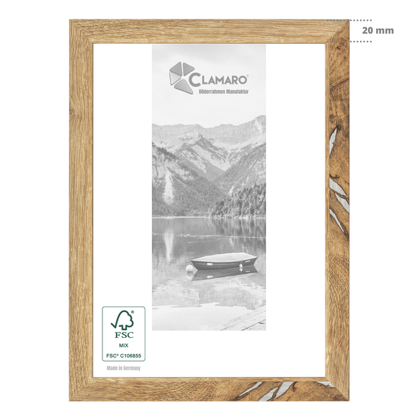Bilderrahmen Eche Vintage-Silber 20mm  Holz eckig Collage20 102x72 cm