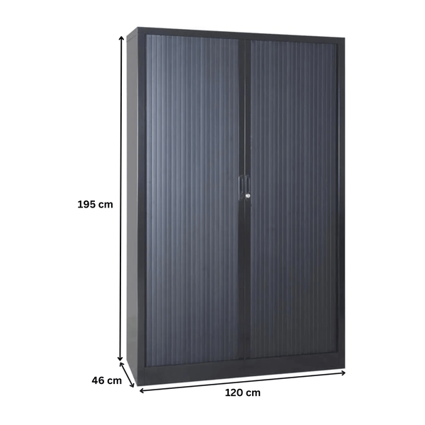 PROREGAL Rollladenschrank Weasel 5 Ordernhöhen HxBxT 195 x 120 x 46 cm Schwarz