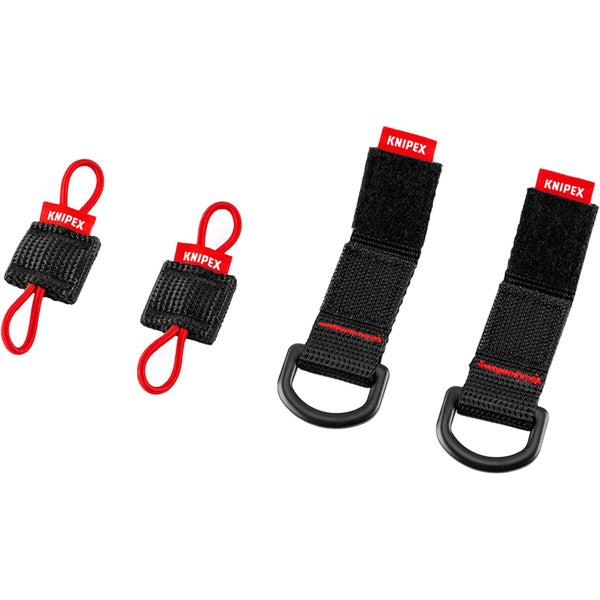 Knipex Adapter-Set für Werkzeugsicherung mit zwei Adapterschlaufen und zwei Befestigungslaschen mit D-Ring.