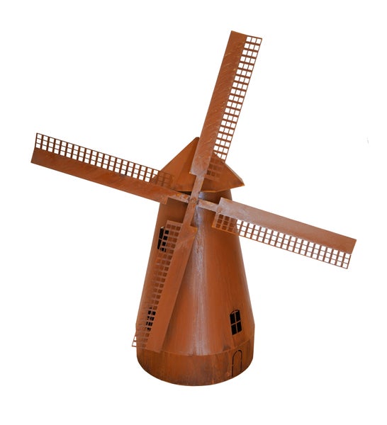 Deko-Windmühle aus Metall in Edelrost-Optik für die Gartendekoration