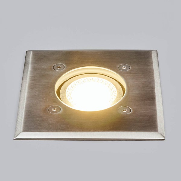 Lindby Bodeneinbaustrahler Insa (wasserdicht (Modern) in Alu aus Edelstahl (1 flammig, GU10) - Bodeneinbauleuchte außen