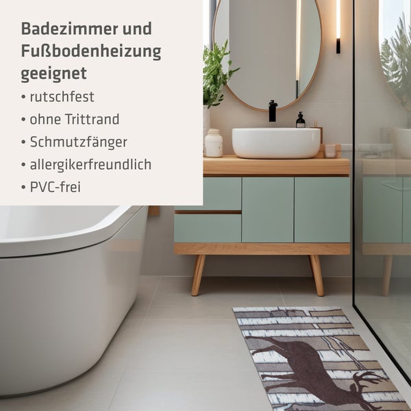 Akzente Feel Badematte mit Motiv in Grau Fußmatte 70 x 100 cm, rutschfest, saugfähig