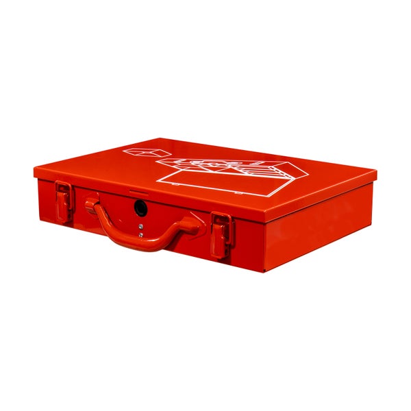 PROREGAL Sortimentskoffer aus Metall mit 9 farbigen Systemfächer | HxBxT 7x24x34cm | Verkehrsrot
