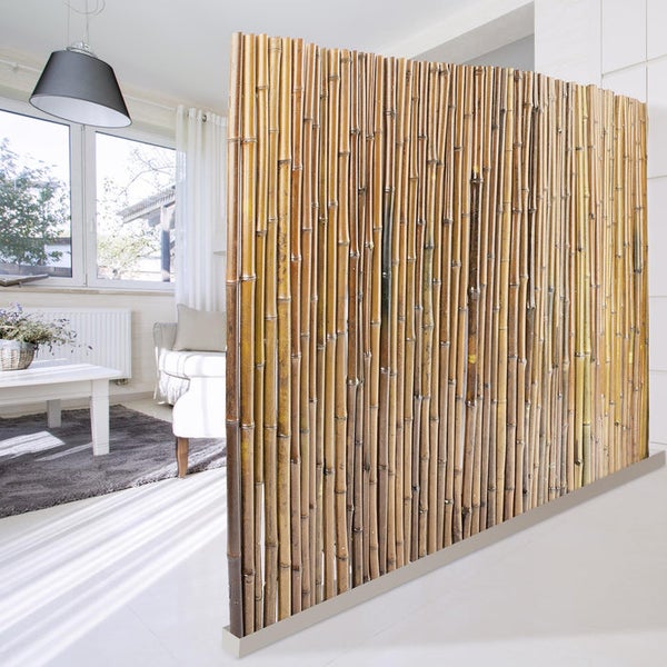 FLOORDIREKT Bambus-Sichtschutzzaun - Vollrohr - Sichtschutz für Balkon und Garten - Natur - 180 x 200 cm
