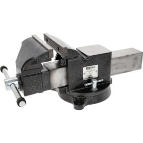 Werkbank Schraubstock aus Gusseisen mit drehbarer Basis und KS Tools Logo