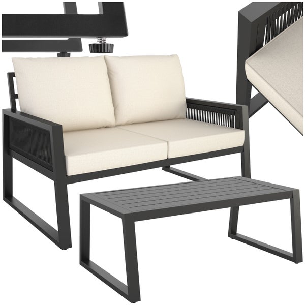 Gartenlounge-Set tectake Captive höhenverstellbare Füße im Rope-Design, mit Aluminiumgestell anthrazit