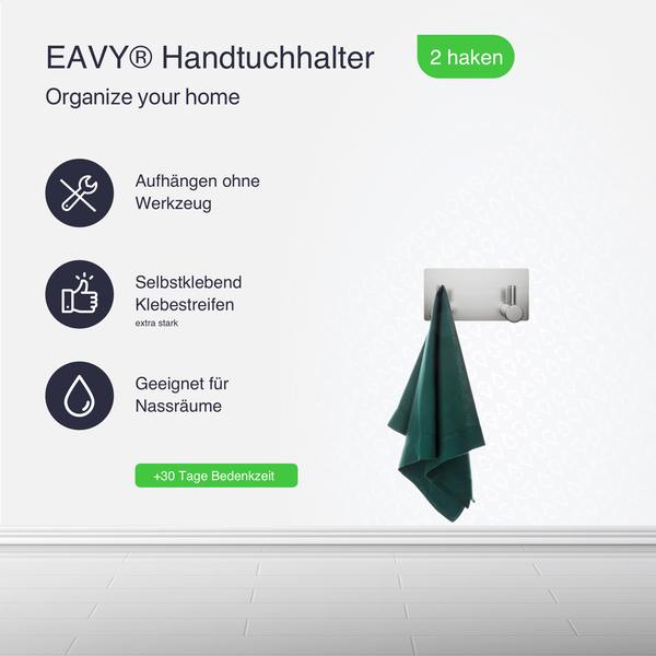 EAVY Hakenleiste Edelstahl Silber Selbstklebend