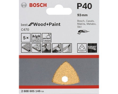 Schleifblatt C470 Best for Wood and Paint, 5er-Pack 93 mm, K40