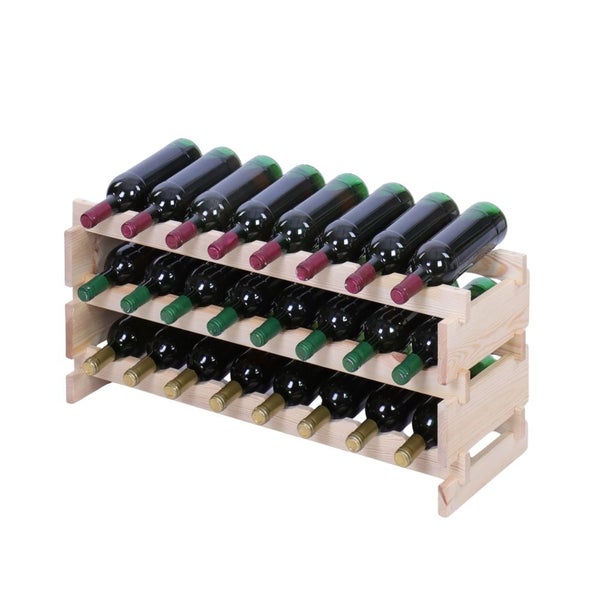 Weinregal VINOTECA FLEX PRO HxBxT 37x84x28cm 24 Flaschen auf 3 Ebenen Massives Kiefernholz Natur unbehandelt