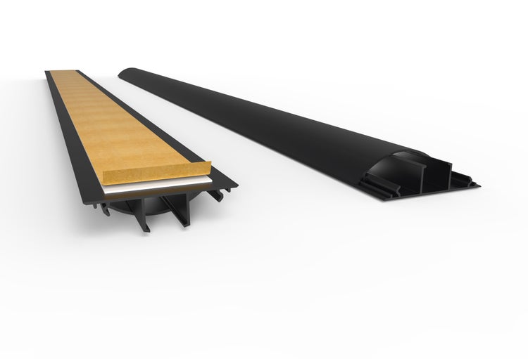 CILSON WDK7020SS Art.-Nr. 6700390 Kabelkanal 70 x 20 mm x 2.000 mm - Trittfest, selbstklebend mit Bodenbelochung, schwarz RAL 9005