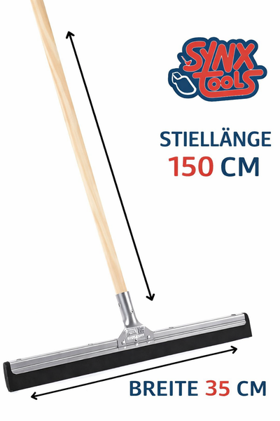 Synx Tools Gummischieber mit Holzstiel, Stiellänge 150 cm, Breite 35 cm