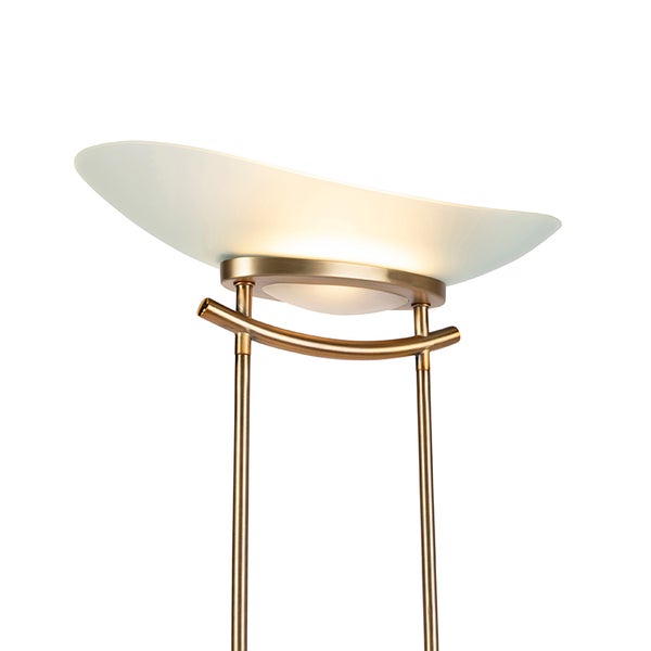 Stehlampe mit Glasschale und Metallgestell