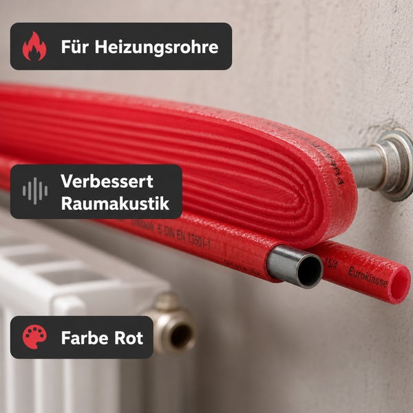Rohrisolierung für Heizungsrohre mit schallabsorbierender Wirkung