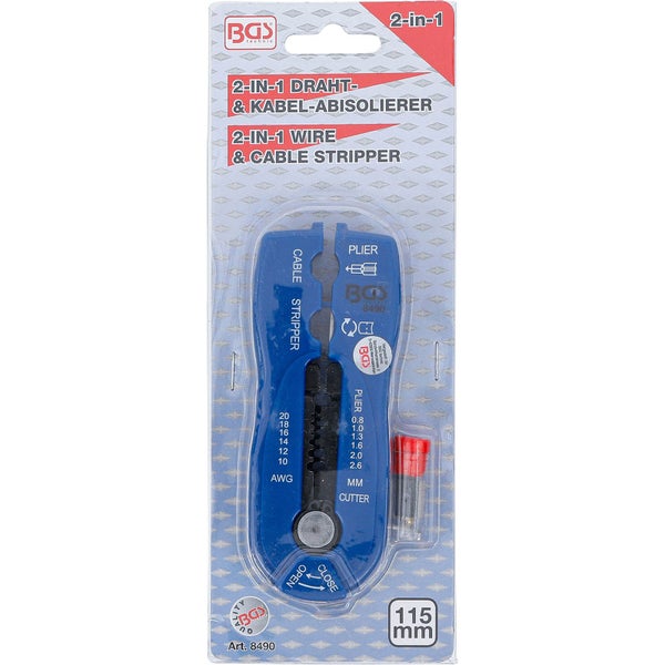 BGS Draht-/Kabel-Abisolierer 2-IN-1 0,8 - 2,6 mm - 8490