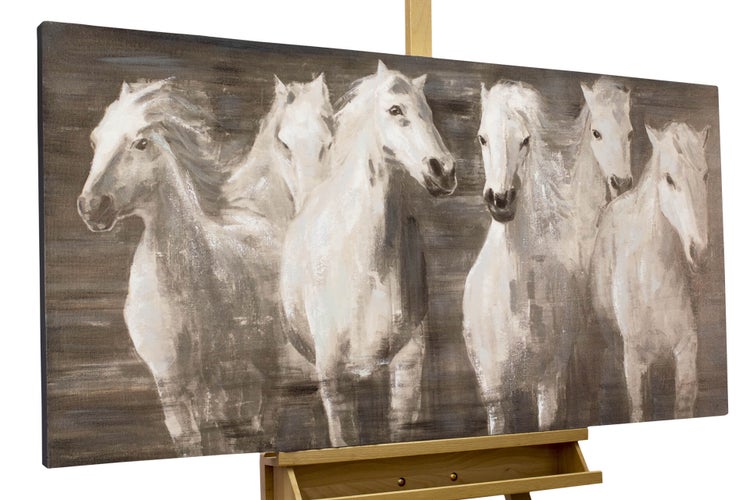 Handgemaltes Gemälde Acrylfarbe 120x60cm Weiß