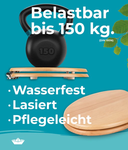 Calmwaters® WC Sitz Modern Wellness mit Absenkautomatik, Holz Toilettensitz, Holzkern Toilettendeckel, Fast-Fix, Metallscharnier, universale O-Form, ovaler Klodeckel, Echtholzfurnier Buche, 26LP2849