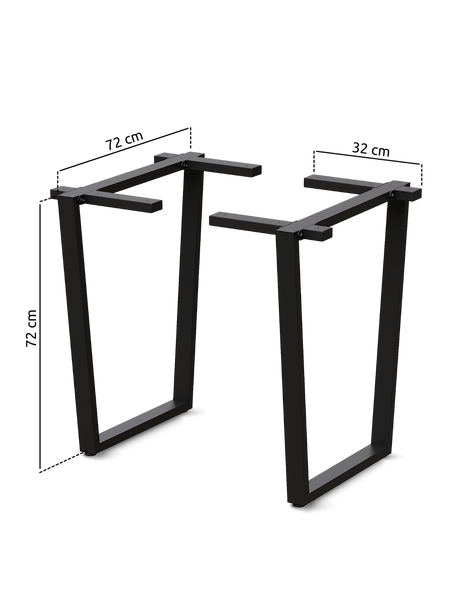 Tischkufen aus Metall, Höhe 72 Zentimeter, Breite 72 Zentimeter, Tiefe 32 Zentimeter.