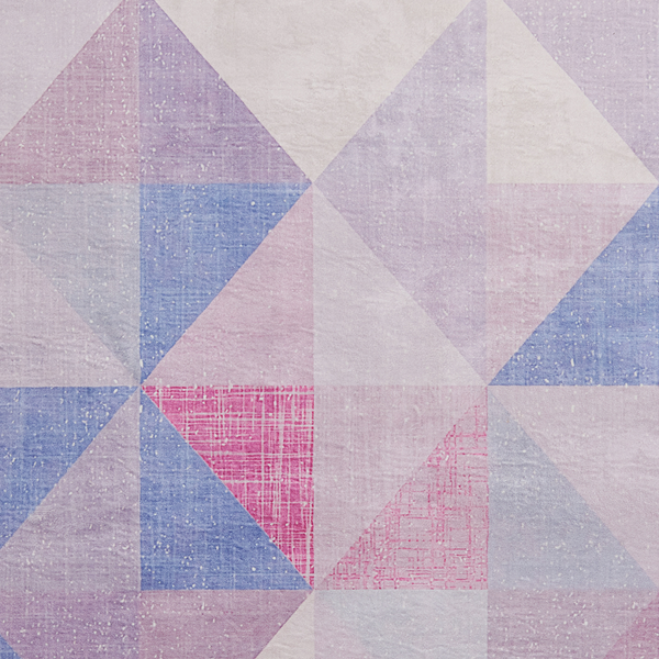 Tapete mit geometrischem Muster bestehend aus Dreiecken und Quadraten in Textiloptik.