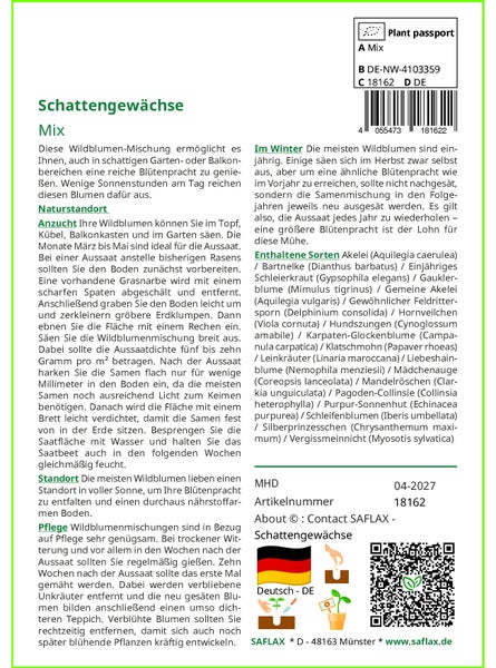 SAFLAX  - Schattengewächse - Mix - 1000 Samen