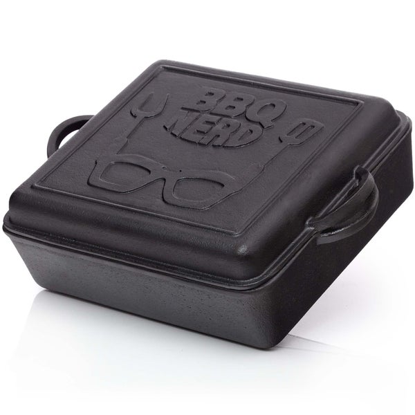 BBQ-Nerd Dutch Oven 10,8 L - rechteckiger Feuertopf mit Deckel/Bratpfanne | Feuerfeste Gusseisenpfanne zum Schmoren, Braten und Backen - ideal für Camping & BBQ