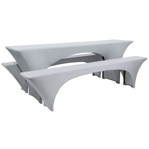 Beautissu Victoria Biertischhusse 50cm Stretch Silber Grau (3tlg)